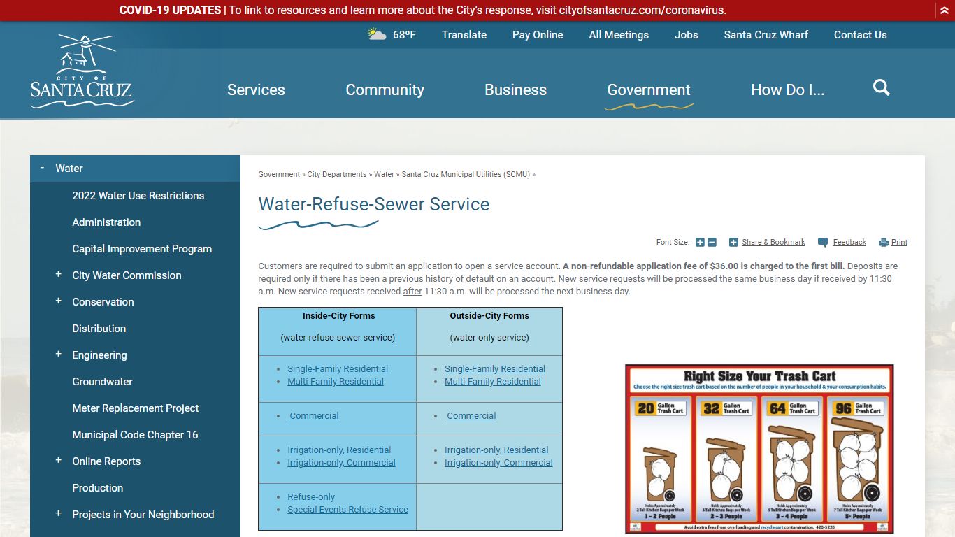 Water-Refuse-Sewer Service | City of Santa Cruz